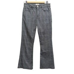 Frame Le Crop Mini Boot Plaid Jeans in Washed Grey Plaid Size 26 Houndstooth